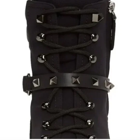 VALENTINO GARAVANI Rockstud Suede Combat Boots size 39/US 9 NWOT - Picture 2 of 14